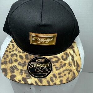 Black and Brown Snapback Hat with Leopard Print